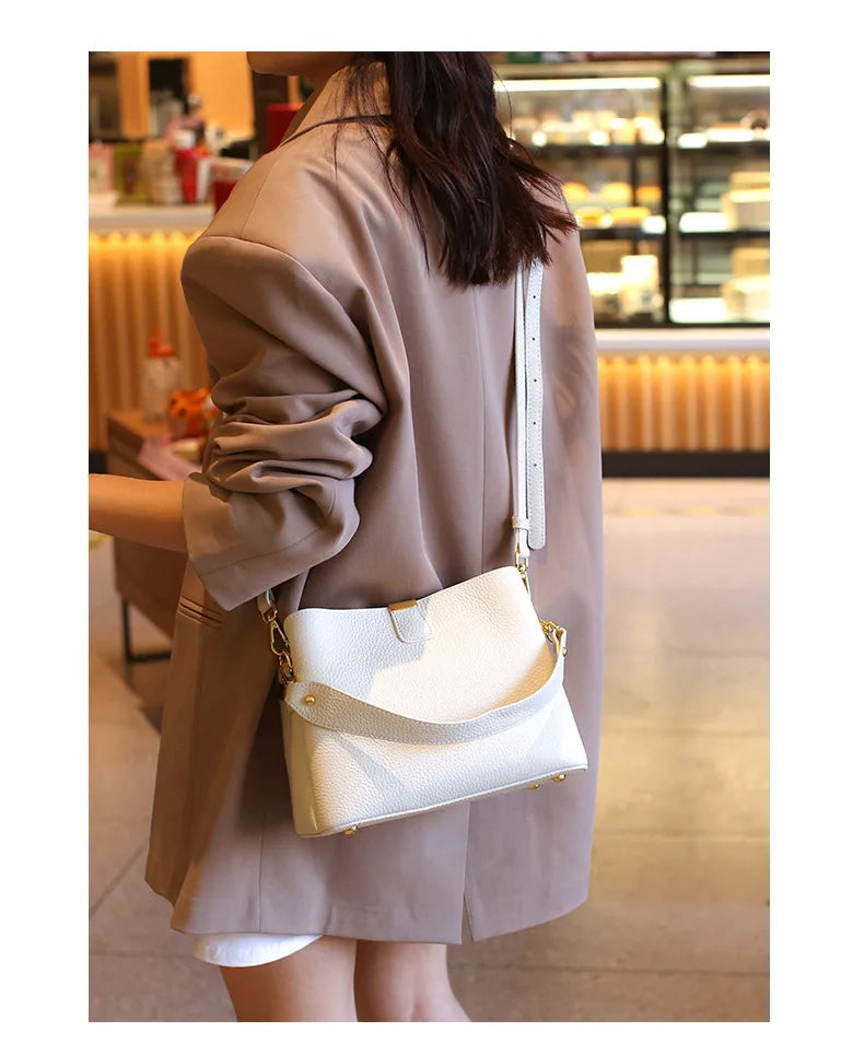 Retro bucket bag women's fashionable handbag large capacity new single shoulder crossbody bag Soft Leather multi-color wallet