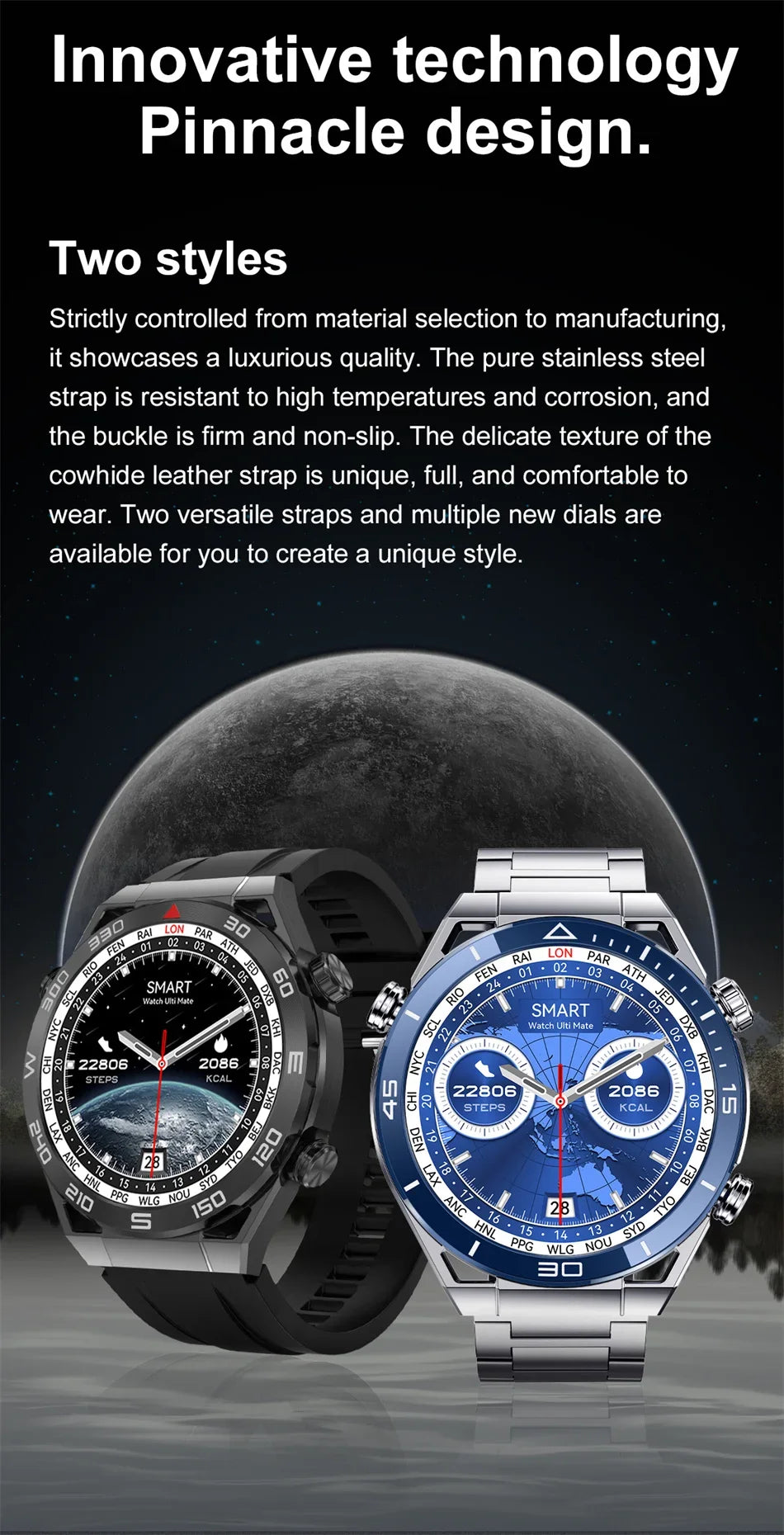 2024 New GPS Sports Smart Watch Men AMOLED HD Full Touch Screen IP68 Waterproof NFC Compass Bluetooth Call ECG+PPG Smart Watches