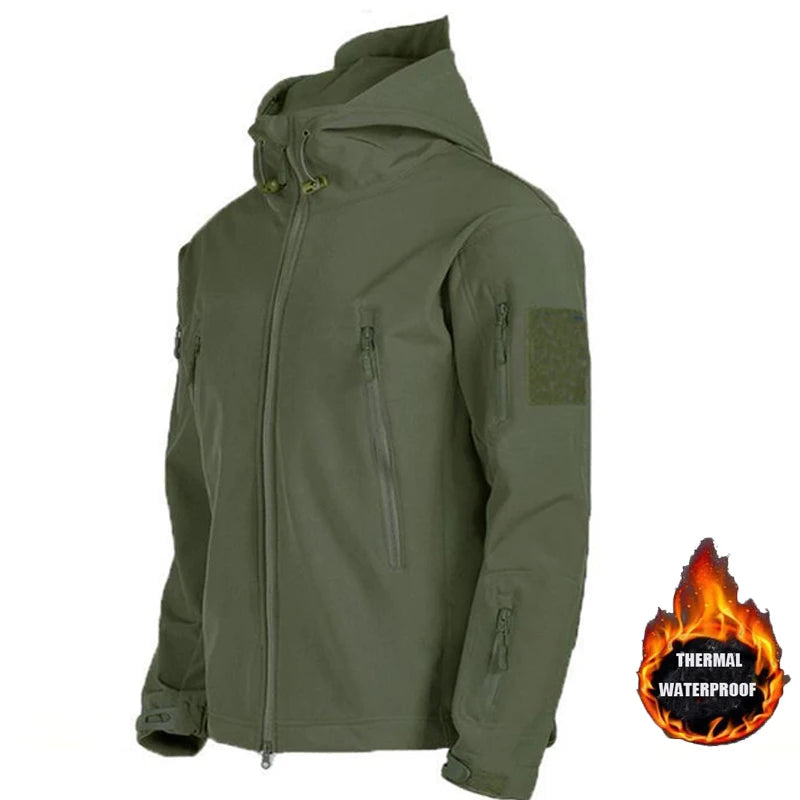 Men Cargo Autumn Winter Fleece Sharkskin Hiking Jackets Tactical Military Army Climbing Trekking Casual Trainning Camping Coat