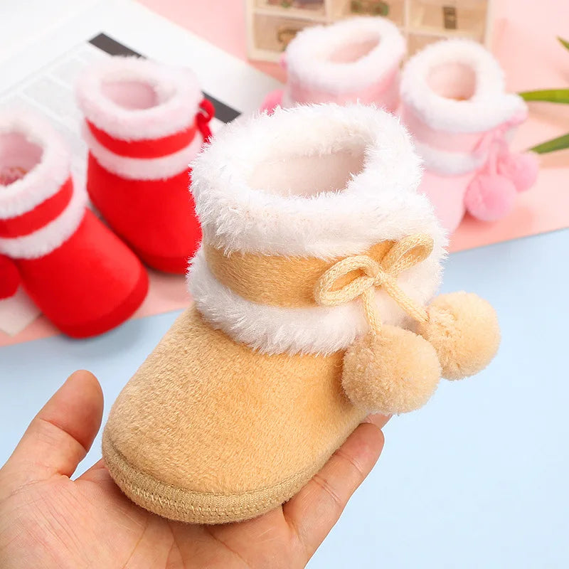 Newborn Winter Warm Toddler Boots Baby Shoes Boys Girls Toddler Sneakers Soft Bottom Infant Flats Warm Snow Boots  0-18M