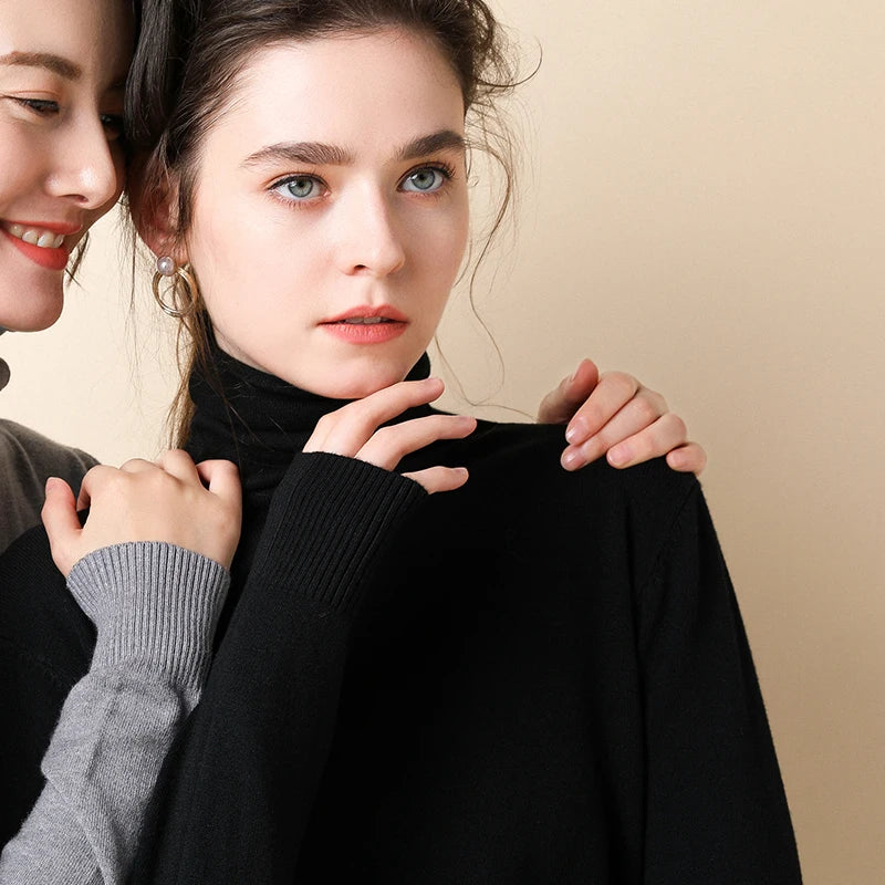 2026 Women Sweater Femme Autumn Turtleneck Sweater Pink Soft Material Women White Sweater jumper Pullovers Tricot Pull Femme
