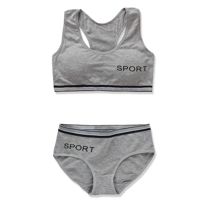 Conjunto de sujetador deportivo inalámbrico para adolescentes y niñas, ropa interior para gimnasio, pubertad, entrenamiento