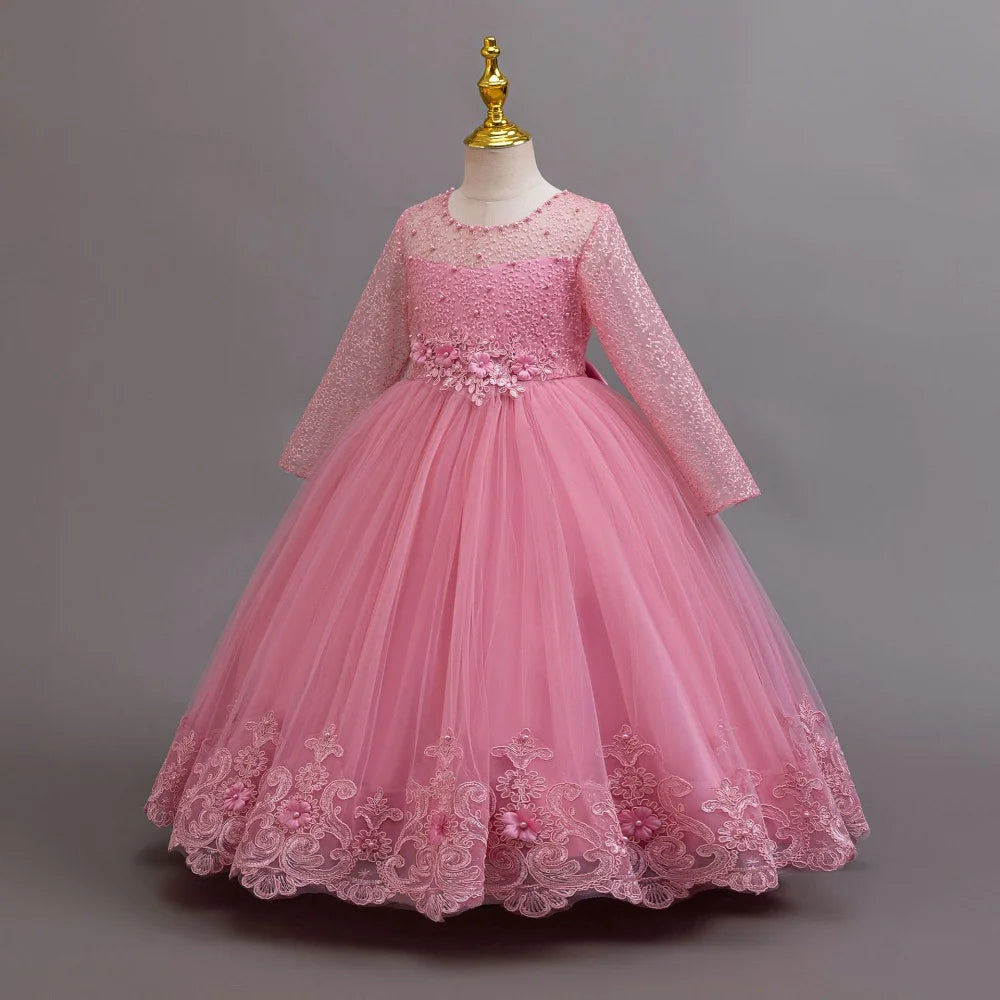 girls dress Long dresses for girls aged 4-12 Birthday dress Gorgeous and elegant beauty pageant dress Wedding flower girl dress