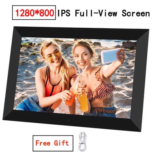 10"Digital Picture Photo Frame IPS Full-View Screen Photo Album  Clock Calendar Video Player with Remote Control For Family Gift