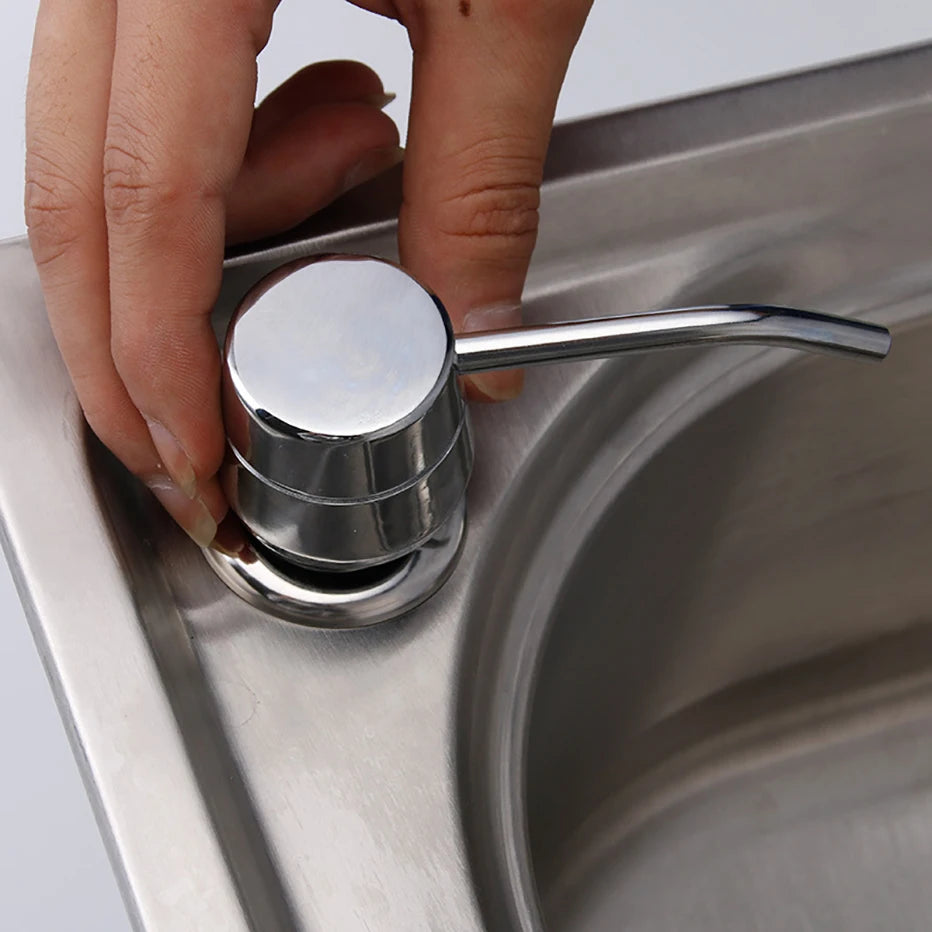 Stainless Steel Sink Soap Dispenser Kitchen Detergent Liquid Soap Dispenser Refillable Hand Press Sink Built-in Bottle