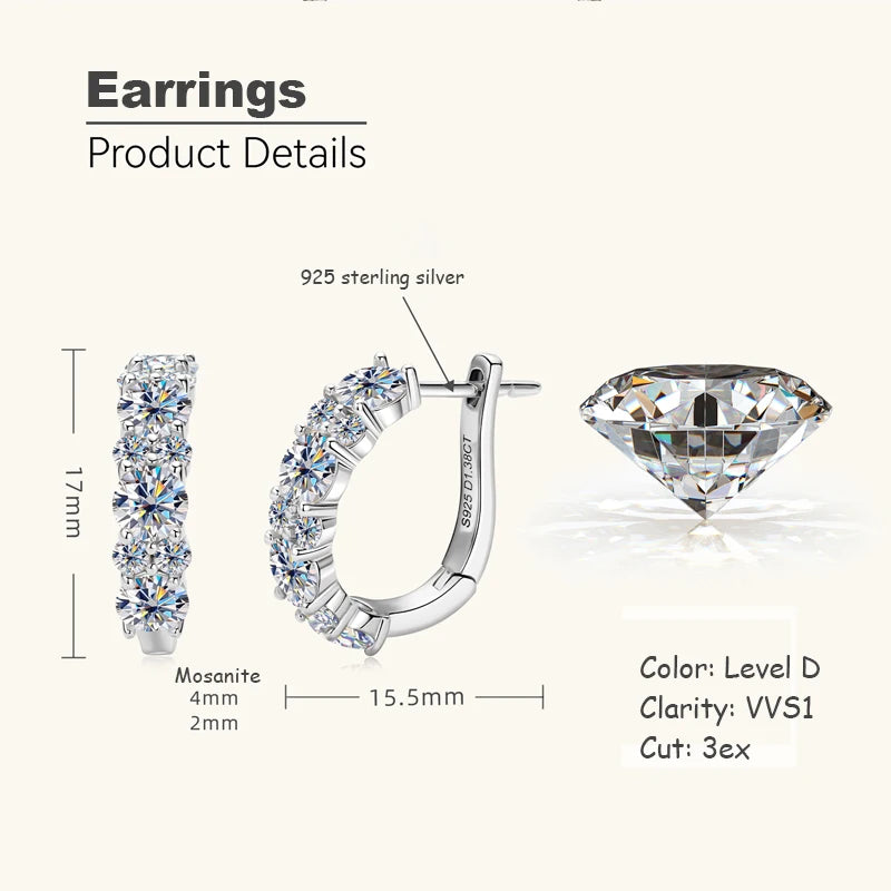 OXTAO With Certified Jewelry Sets Wholesale Sparkling Moissanite Diamond Necklaces&Earring Luxury Gift Real 925 Sliver for Women