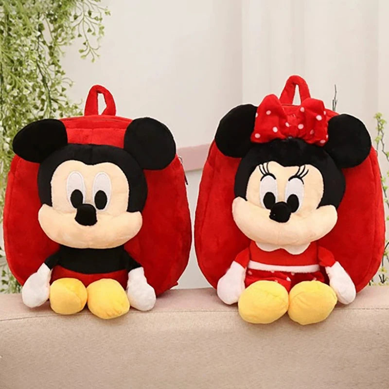 Anime Disney Figure Plush Backpack Mickey Mouse Minnie Kawaii Girl Handbag Plush Stuffed Soft Bags Children School Bag Gift