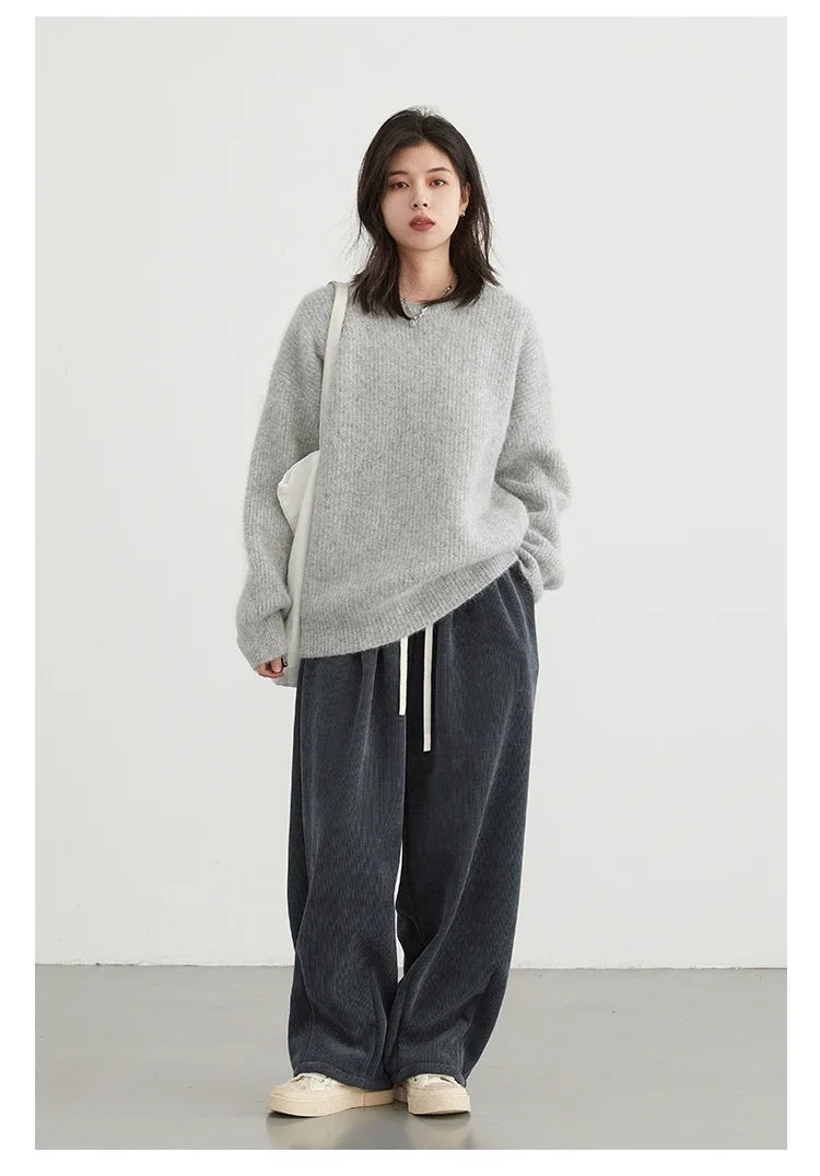 CHIC VEN Women Sweater Long Sleeve Pullover Solid Loose O Neck Soft Alpaca Female Tops Woman Knitwear Jumpers Spring Autumn 2024