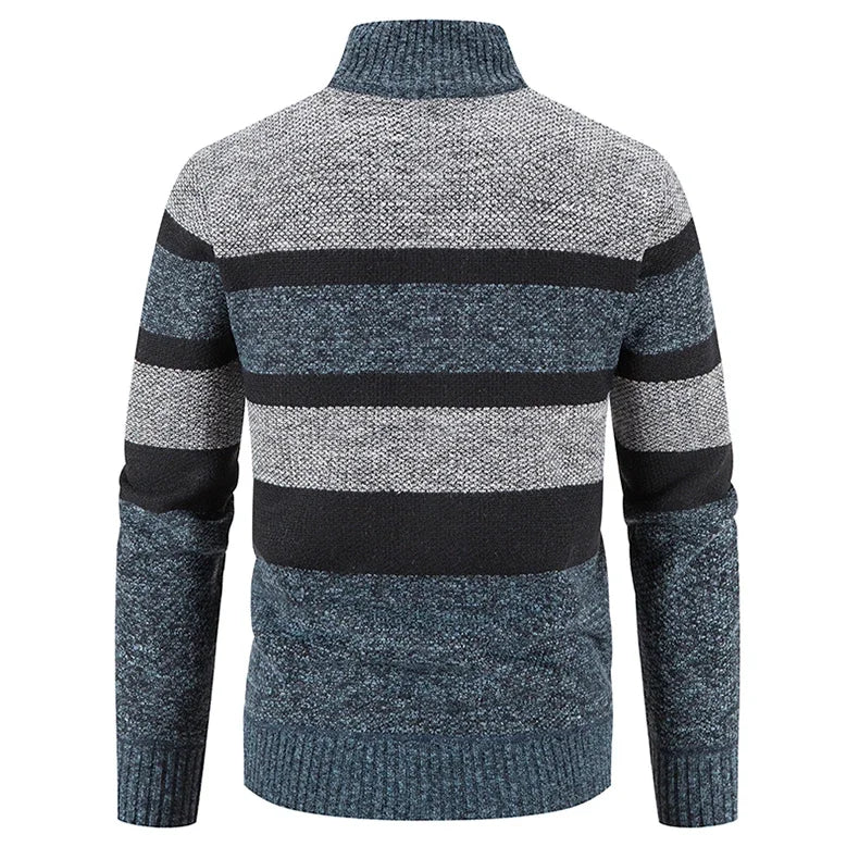 Autumn Winter Sweater Men Warm Cashmere Cotton Blended Pullovers Cardigan Men Fashion Casual Stand Collar Breathable Men Jackets