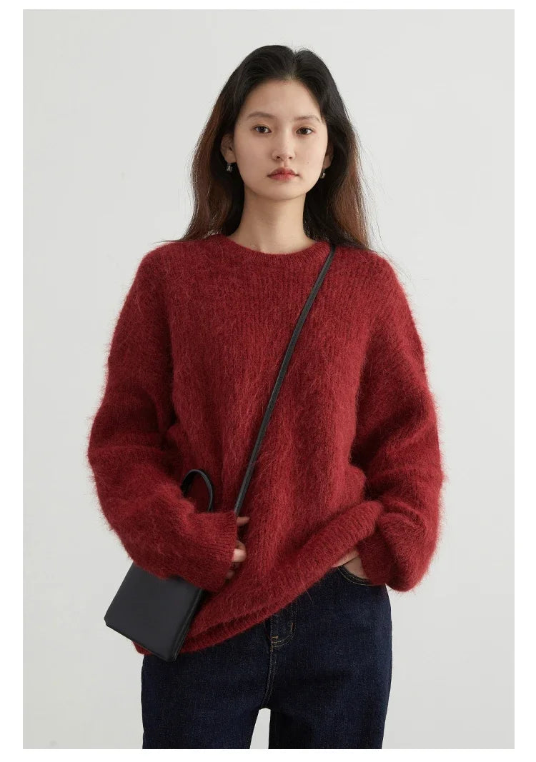 CHIC VEN Women Sweater Long Sleeve Pullover Solid Loose O Neck Soft Alpaca Female Tops Woman Knitwear Jumpers Spring Autumn 2024
