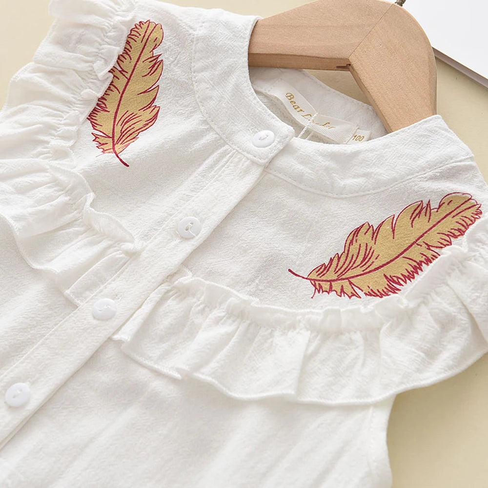 Bear Leader Girls' Clothing Set 2025 Summer New Casual Children's Embroidered Sleeveless Shirt+Shorts Set Girls' Baby Clothing