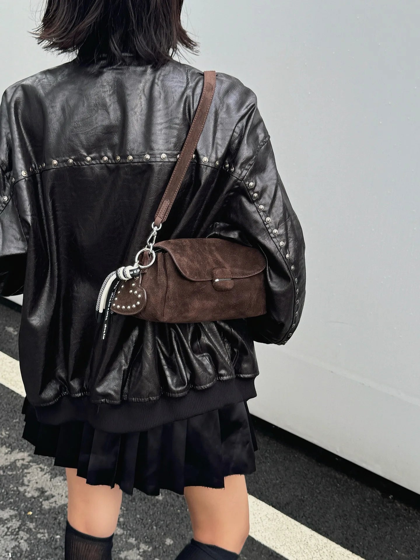 Genuine Grade Luxury Designer Women's Small Shoulder Crossbody Small Square Bags Suede Leather Female Daily Purse Underarm Bag