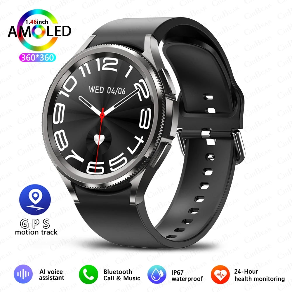 2025 New Smart Watch 6 Men's Outdoor Sports 100+ Sport Modes IP68 Waterproof Watch AMOELD HD Screen Smartwatch Android IOS