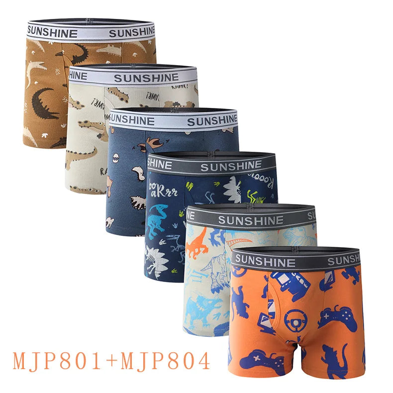 Baby Toddler Boys' Underwear,  100% Cotton Kids Underwear, Little Boys Briefs Soft Dinosaur Boxer Briefs(Pack of 6)