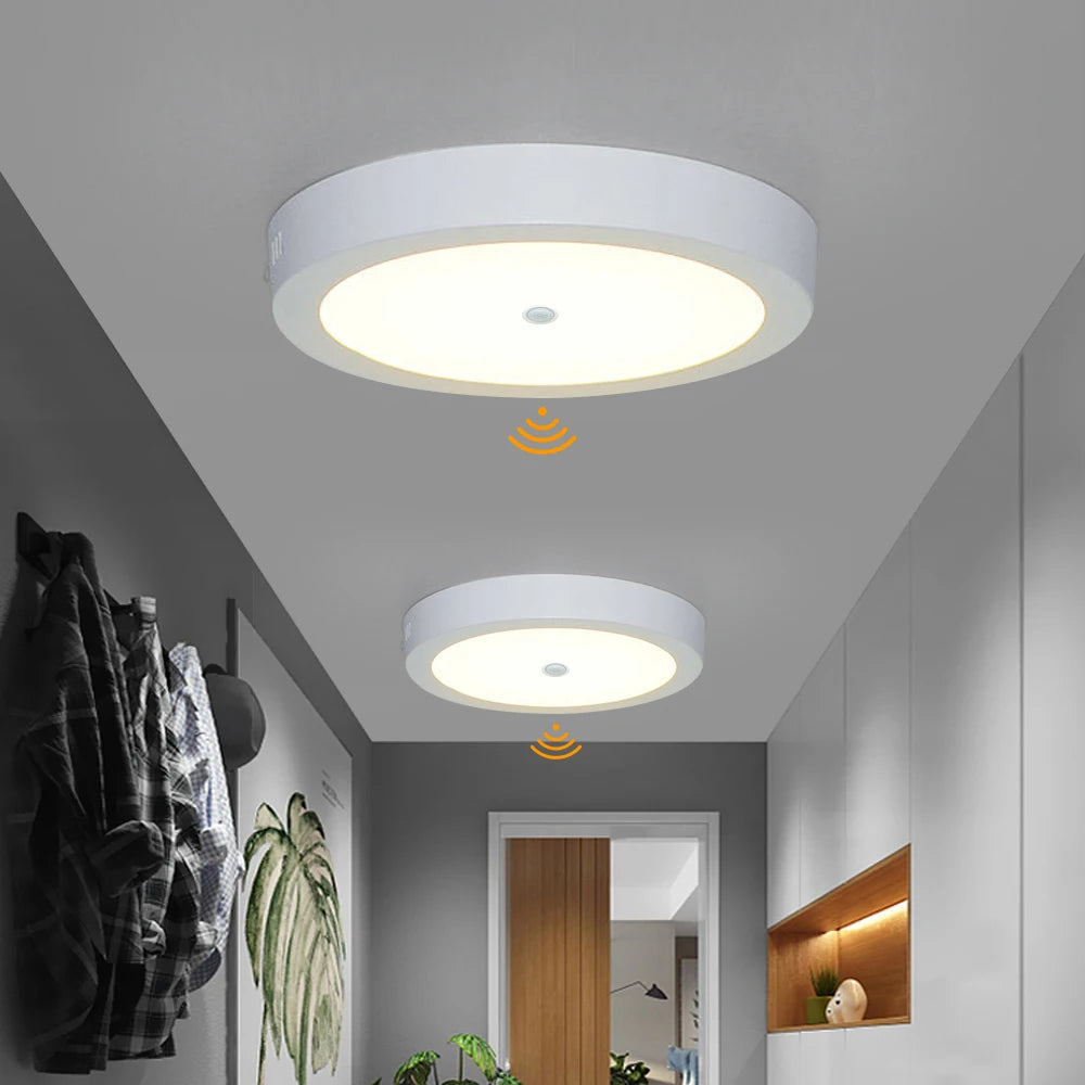 SANDIY Ceiling Lights Motion Sensor LED Panel Lights Smart Ceiling Lamp 6W 12W 24W for Foyer Kitchen Hallway Luminarie AC85-265V