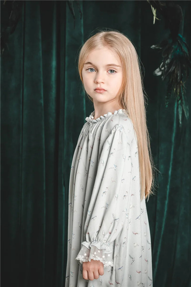Pajamas Dress for Baby Girls Summer Children Floral Printed Soft Loose Night Dresses Princess Girl Nightgown Lady Sleepwear