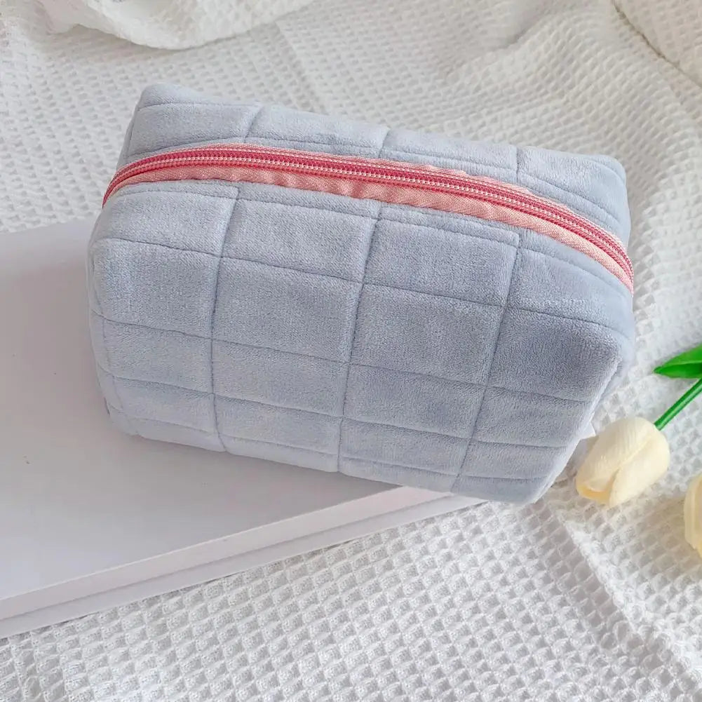 Makeup Bag Pillow Storage High-End Sense Portable Travel Cosmetic Bags Solid Color Zipper Toiletry Bag Washing Pouch Storage Bag