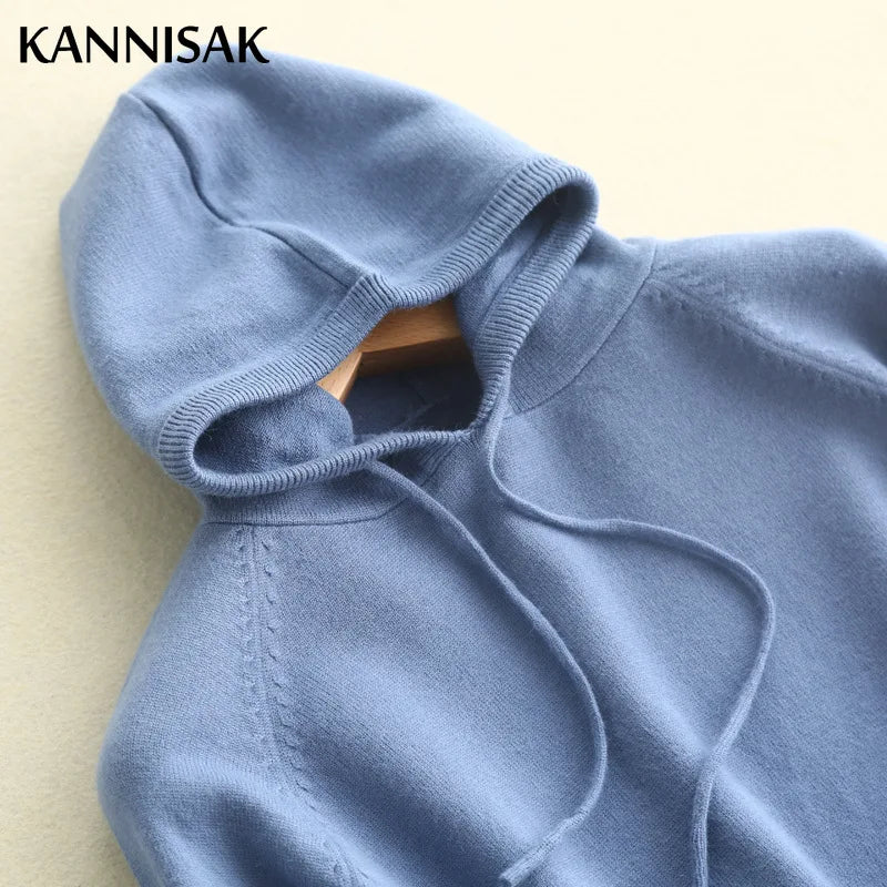 Autumn Winter Women Sweater 2025 New Solid Jumper Long Sleeve Hooded Pullovers Korean Fashion Loose Lady Casual Knitted Sweaters