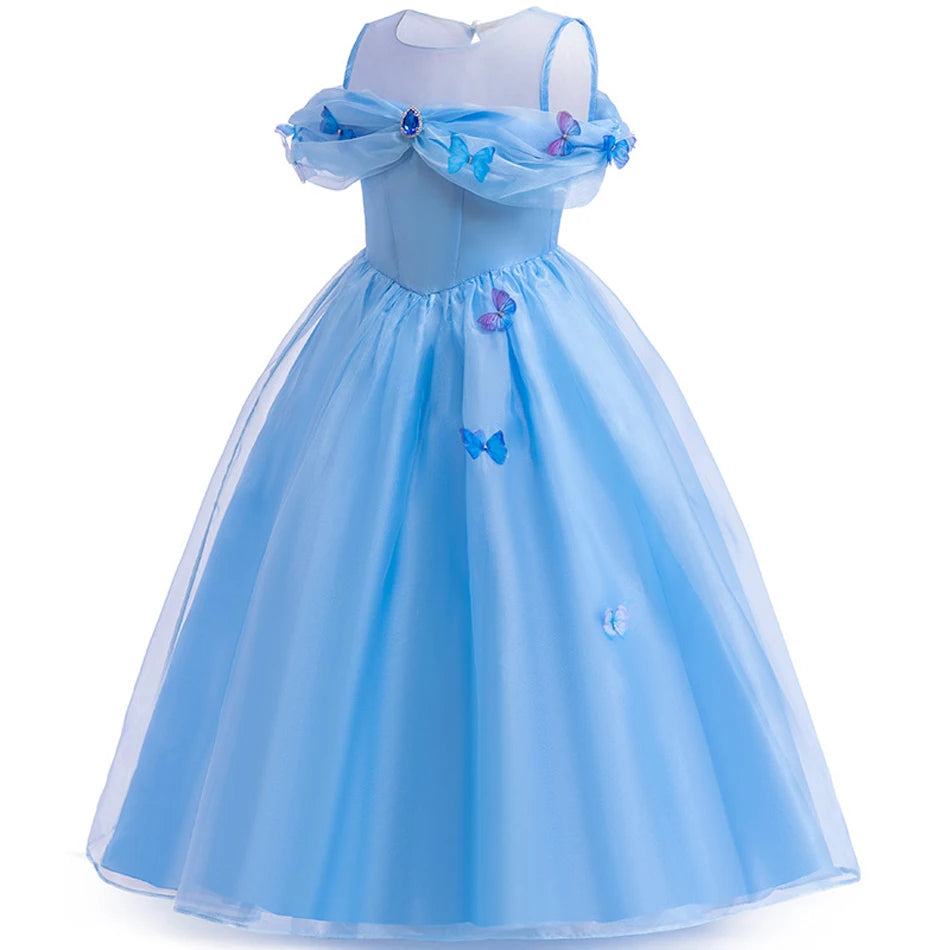 Girls Cinderella Cosplay LED Dress Up Clothes for Girls Christmas Halloween Party Princess Costume Kids Birthday Gown 2 4 6 10T
