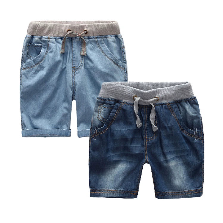 Pantalones cortos de mezclilla de cintura alta guapos para niños de verano