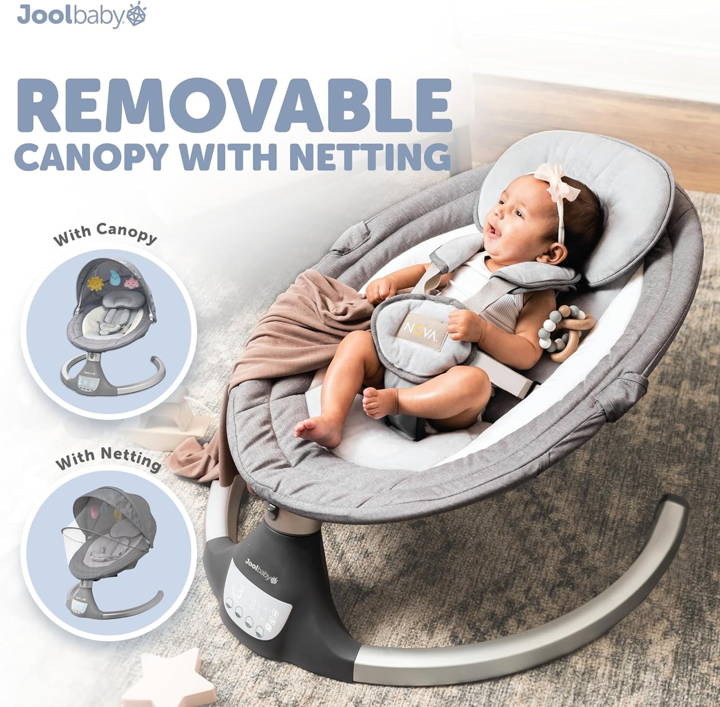 Nova Baby Swing for Newborns - Electric Motorized Infant Swing, Bluetooth Music, 10 Preset Melodies, Remote (2024 Model) -