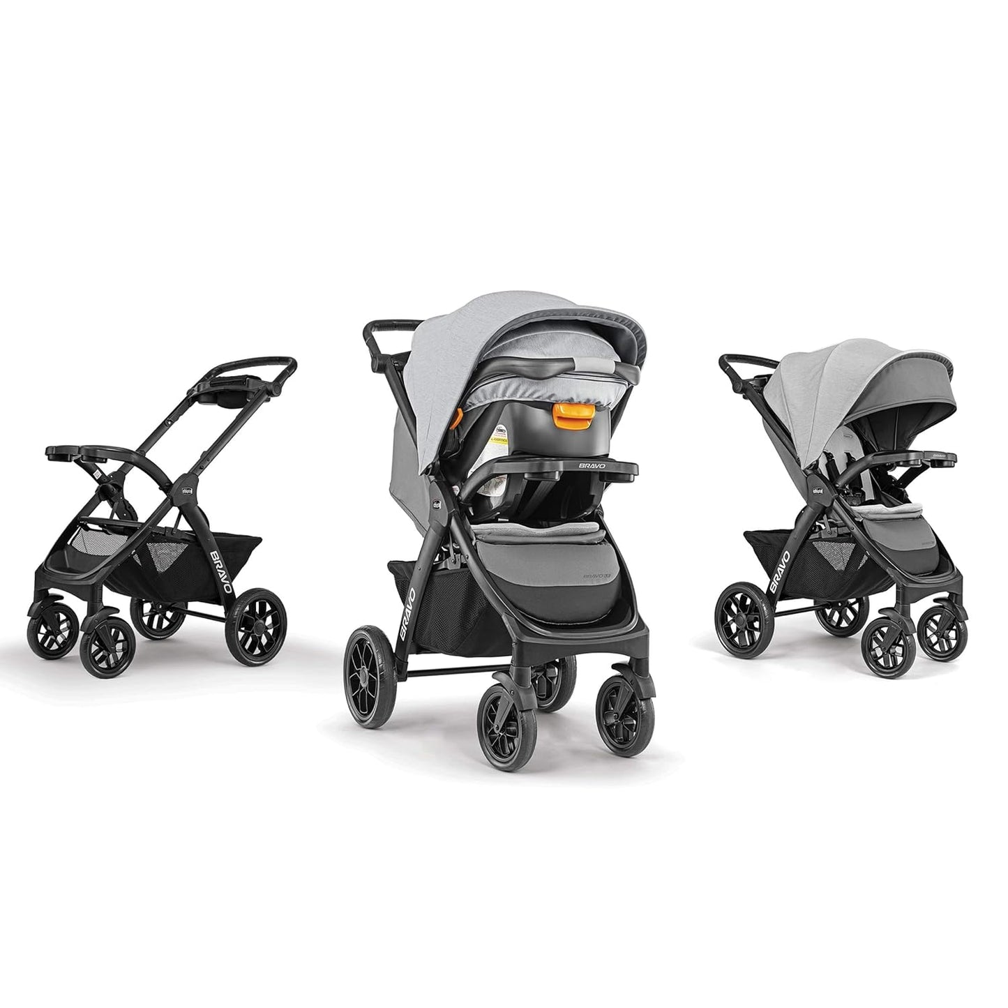 Bravo LE Trio Travel System, Bravo LE Quick-Fold Stroller with Keyfit 30 Zip Infant Car Seat, Car Seat and Stroller Combo | Driftwood/Grey