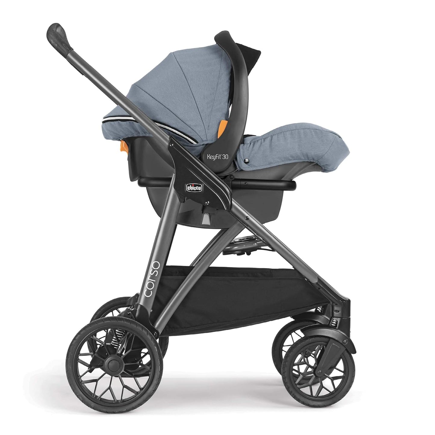 Corso Modular Travel System, Corso Stroller with Keyfit 30 Zip Infant Car Seat and Base, Stroller and Car Seat Combo, Infant Travel System | Silverspring/Grey