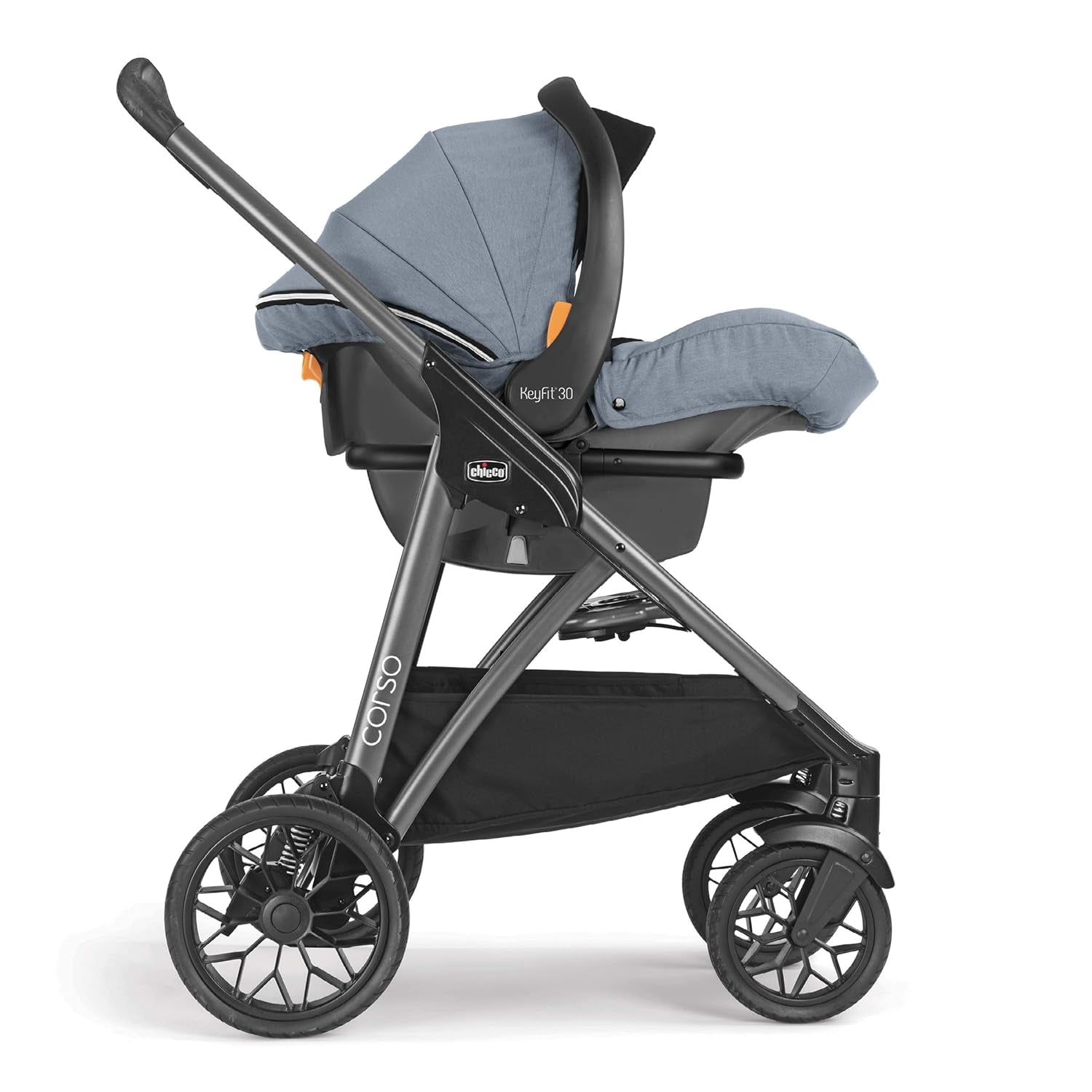 Corso Modular Travel System, Corso Stroller with Keyfit 30 Zip Infant Car Seat and Base, Stroller and Car Seat Combo, Infant Travel System | Silverspring/Grey