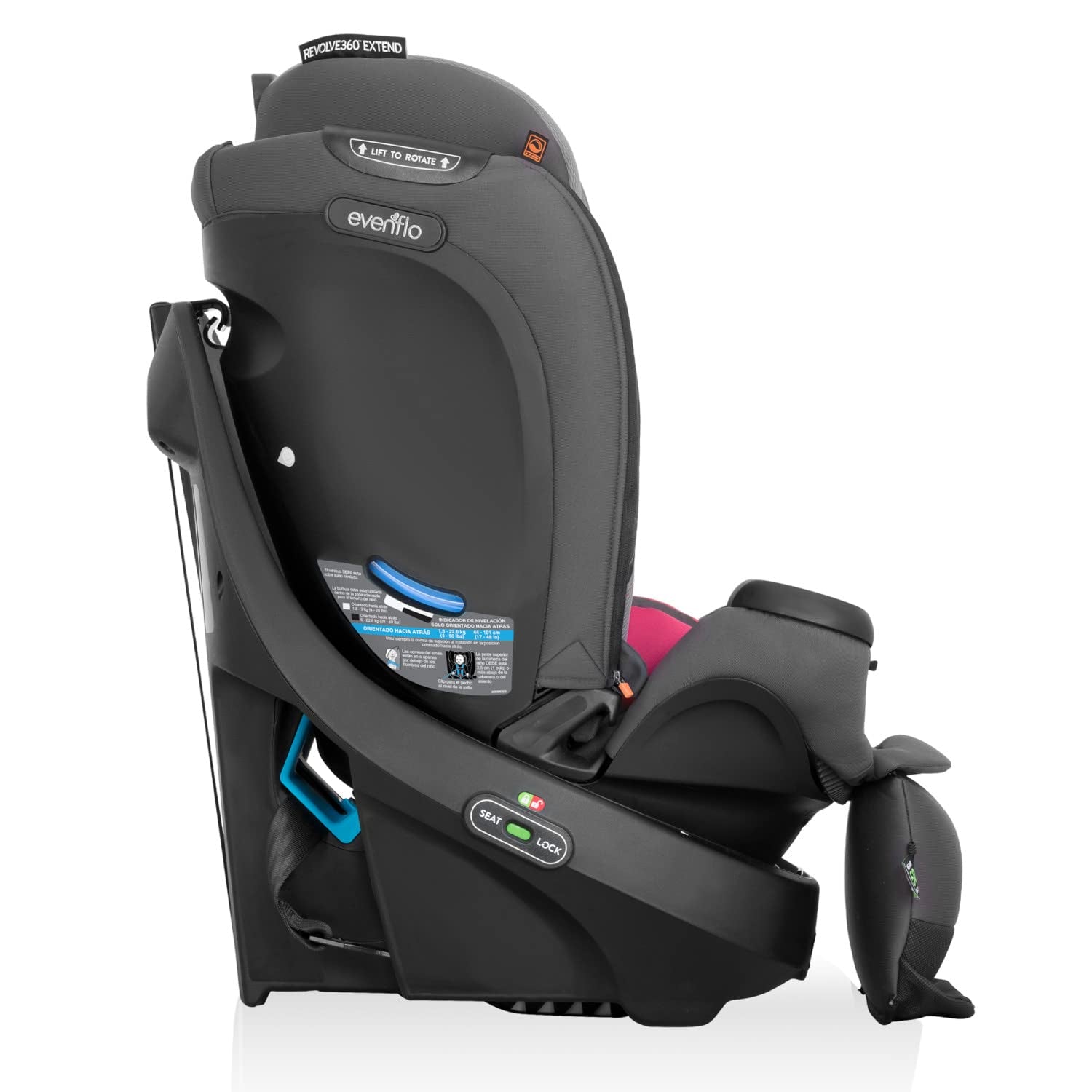 Revolve360 Extend Rotational All in 1 Convertible Car Seat, Rear Facing up to 50 Pounds with 360 Degree Rotation and 3 Modes, Rowe Pink