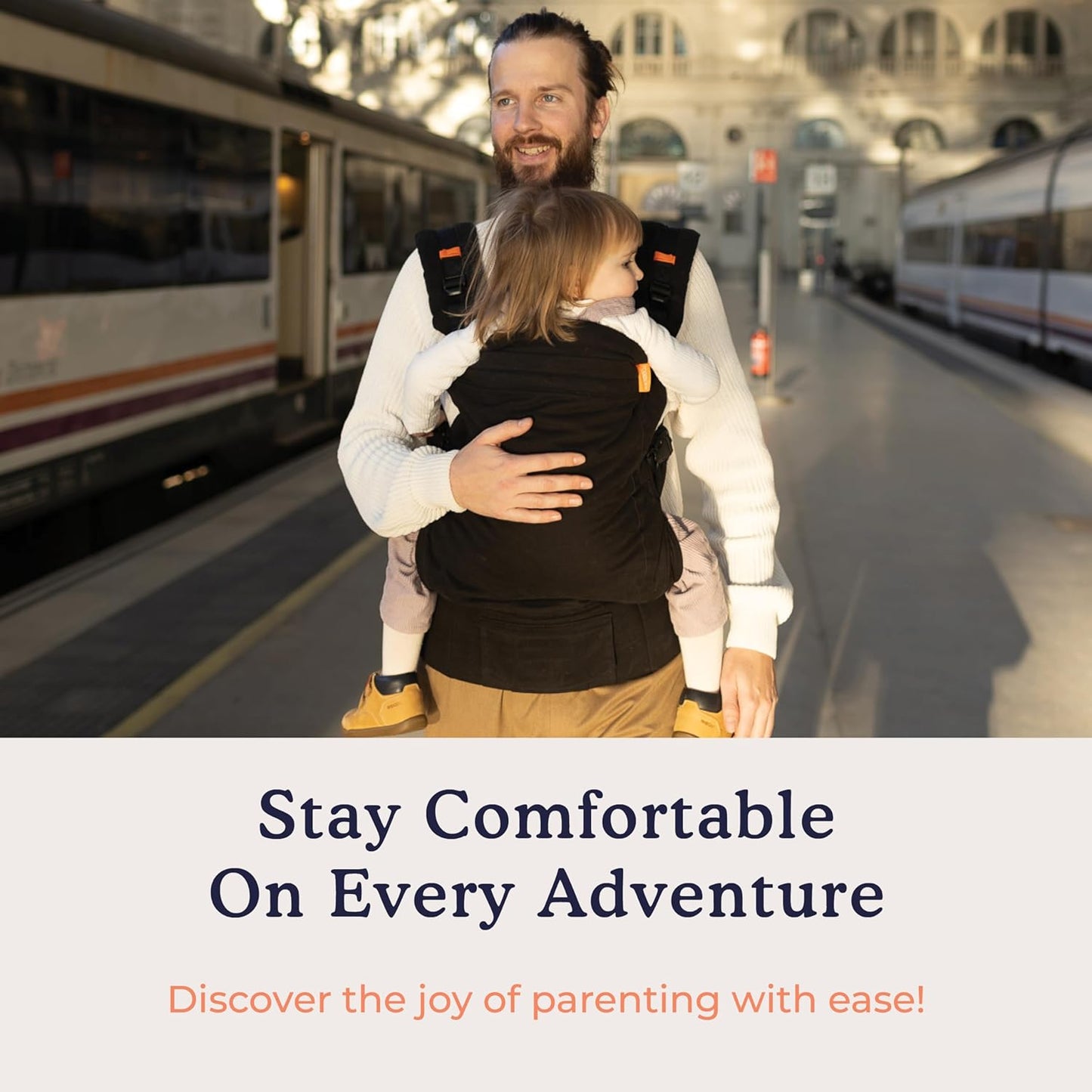 Baby Carrier Toddler Carrier with Extra Wide Seat, 100% Cotton Backpack Style and Front-Carry, Lightweight & Breathable Child Carrier, Toddler Sling Carrier 20-60 Lbs (Metro Black)