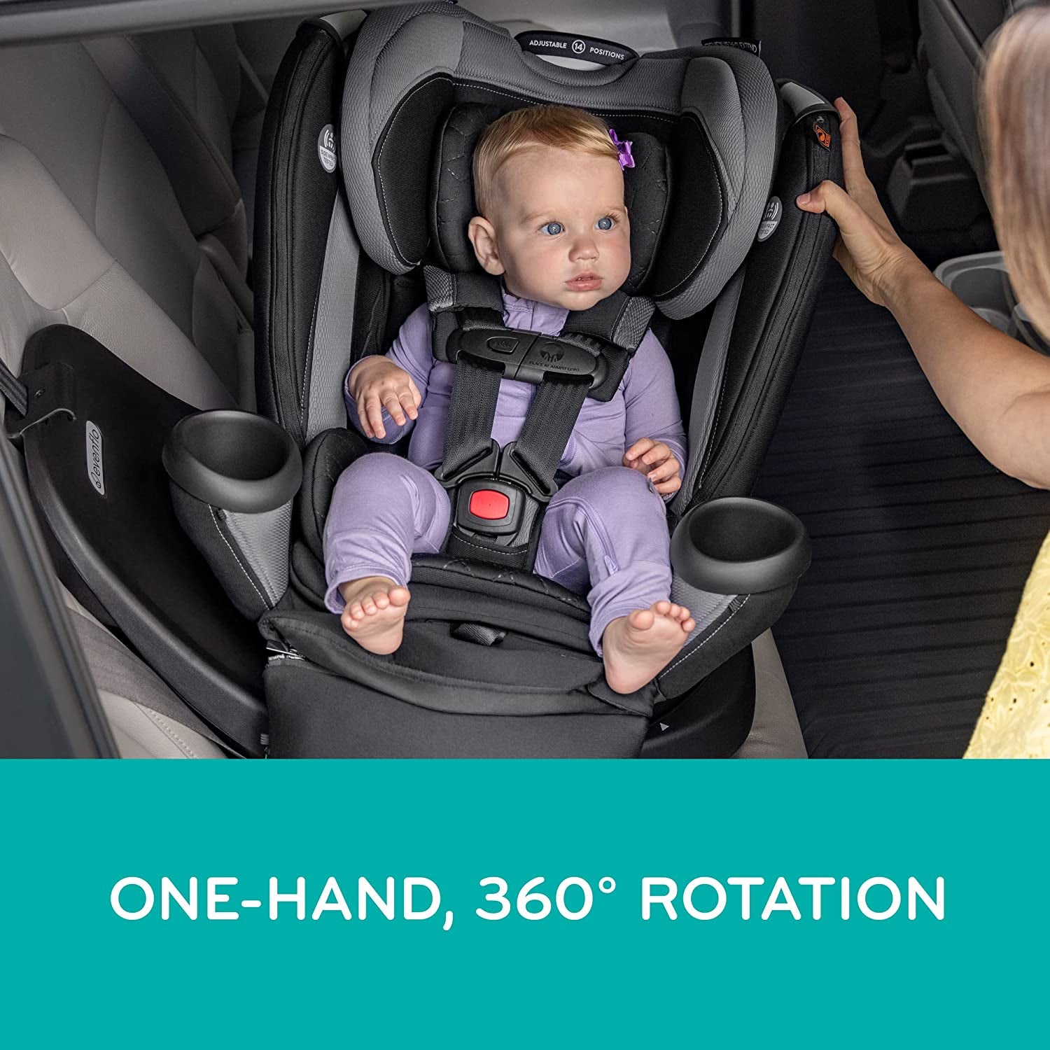 Revolve360 Extend Rotational All in 1 Convertible Car Seat, Rear Facing up to 50 Pounds with 360 Degree Rotation and 3 Modes, Rowe Pink