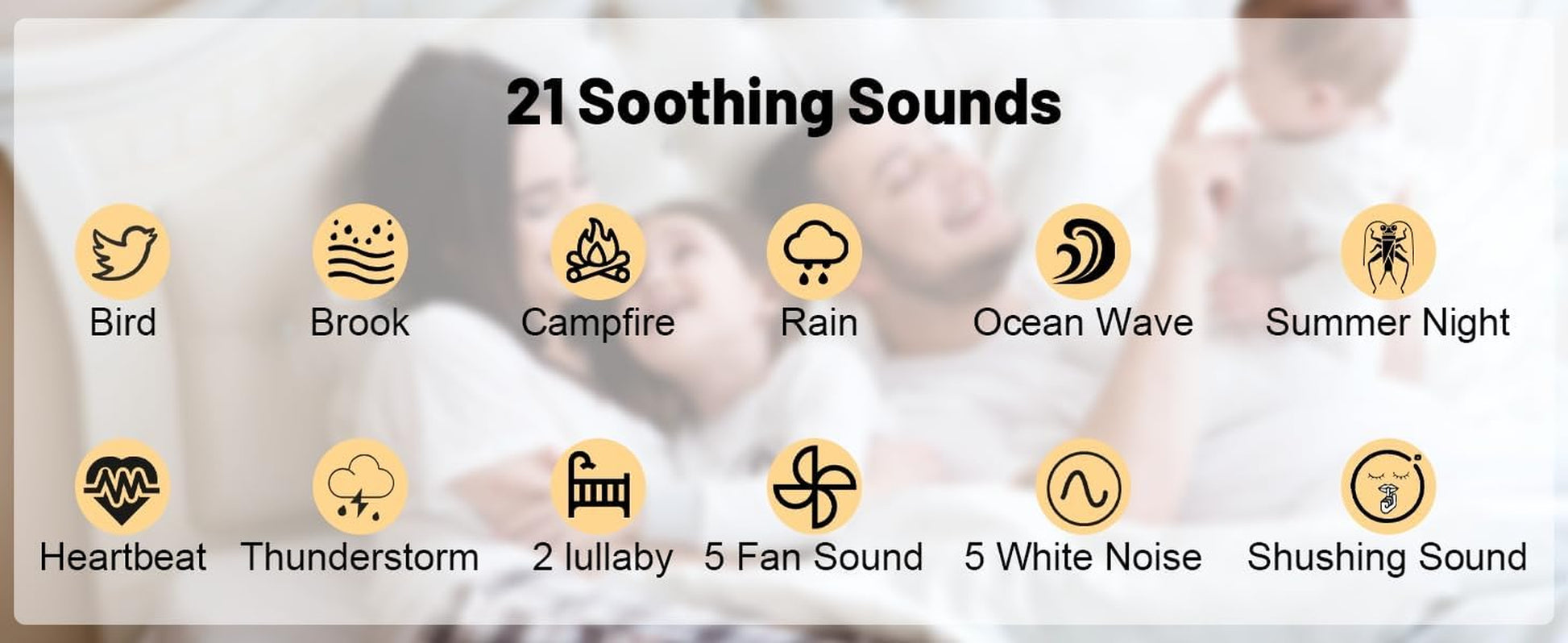Baby Sleep Machine, Portable White Noise Sound Machine with Built-In Night Light with 21 Sound Modes for Deep Restful Sleep, Including Shhhhhh, Music, Rain, Fan, Ocean Sound, Lullaby and More