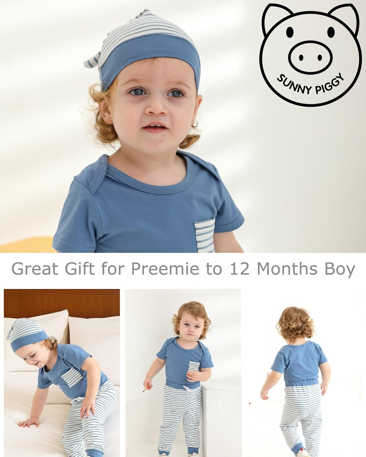 Baby Boy Clothes Newborn Boy Outfit Infant Romper Winter Fall Long Pants Set Hat 3PC