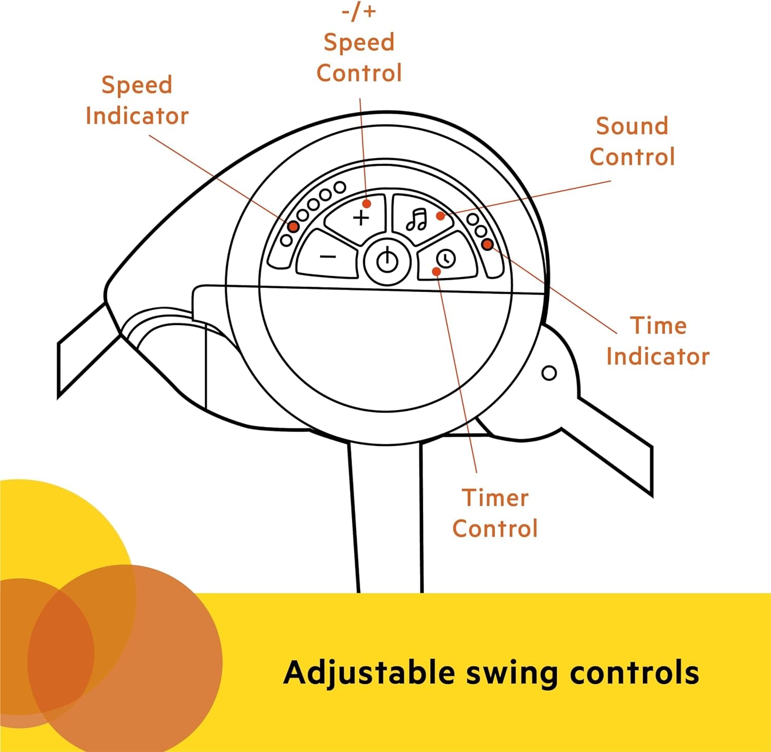 Portable Automatic 6-Speed Baby Swing with Adaptable Speed, Taggies, Music, Removable-Toy-Bar, 0-9 Months 6-20 Lbs (Whimsical Wild)