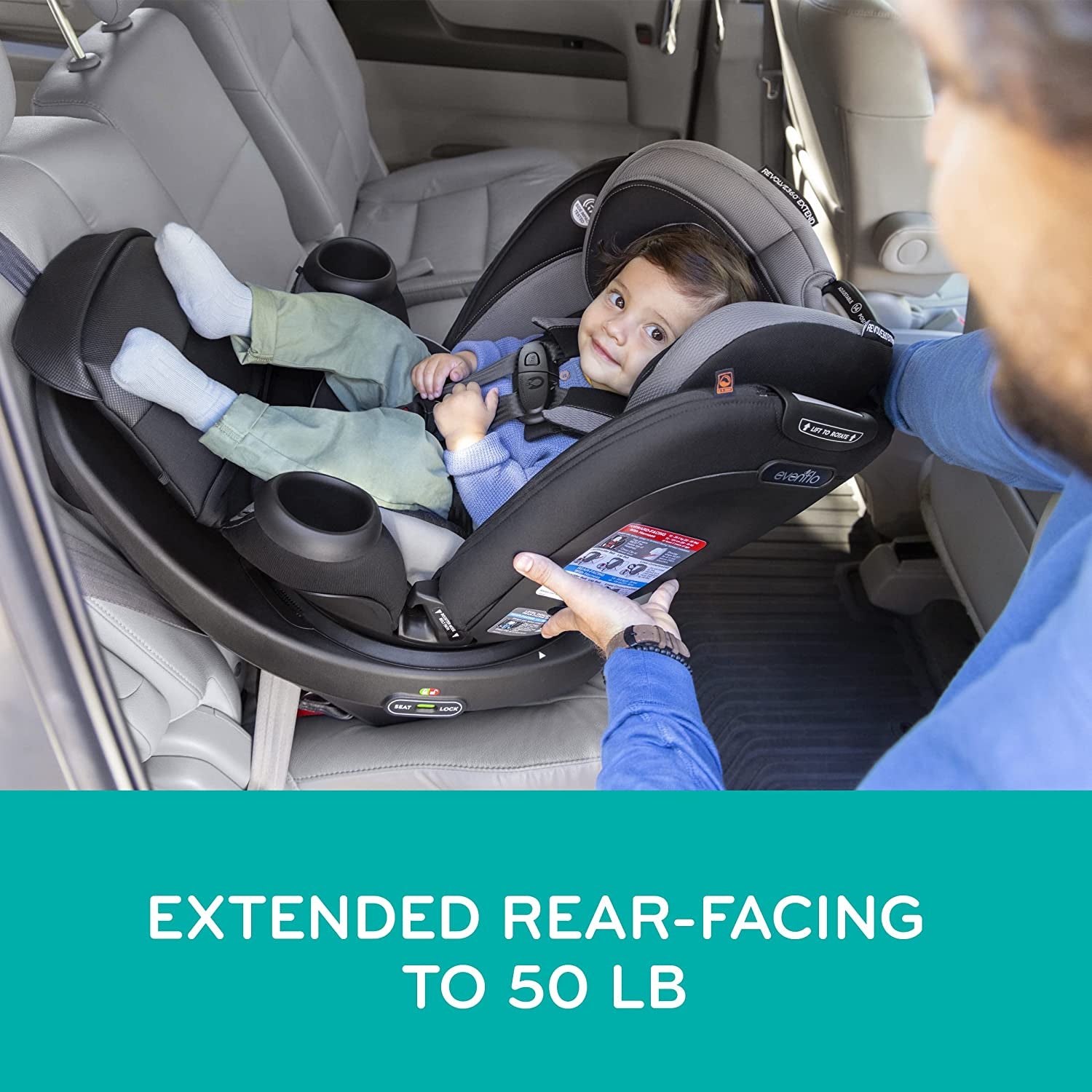 Revolve360 Extend Rotational All in 1 Convertible Car Seat, Rear Facing up to 50 Pounds with 360 Degree Rotation and 3 Modes, Rowe Pink