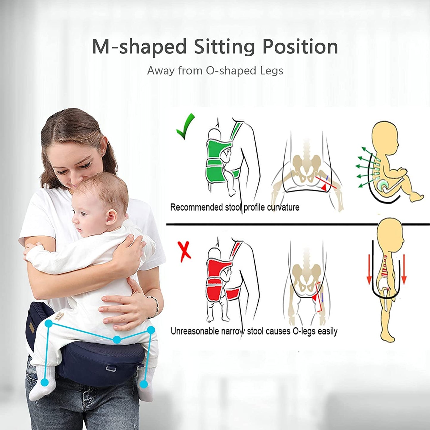 Baby Carrier Newborn to Toddler with Hip Seat 6-In-1 Ergonomic All Positions Infant Carrier Soft Baby Holder Carrier with Hood for All Seasons