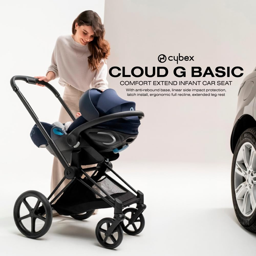 Cloud G Comfort Extend Infant Car Seat with Anti-Rebound Base, Linear Side Impact Protection, Latch Install, Ergonomic Full Recline, Extended Leg Rest, Seashell Beige