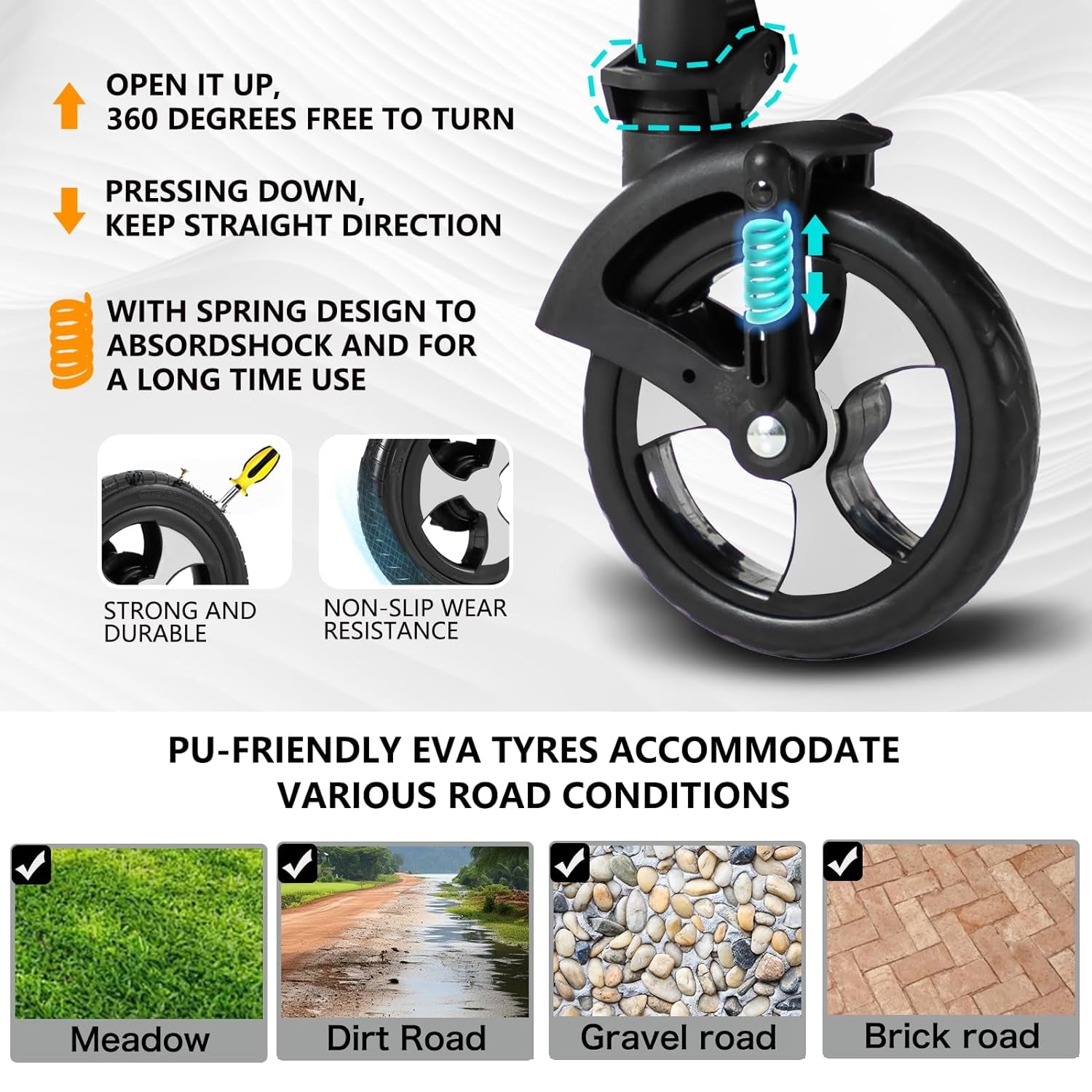 Baby Stroller for Newborn, 2 In1 High Landscape Stroller, Foldable Aluminum Alloy Pushchair with Adjustable Backrest.Adjustable Awning, Variable Seat and Recliner(Black)