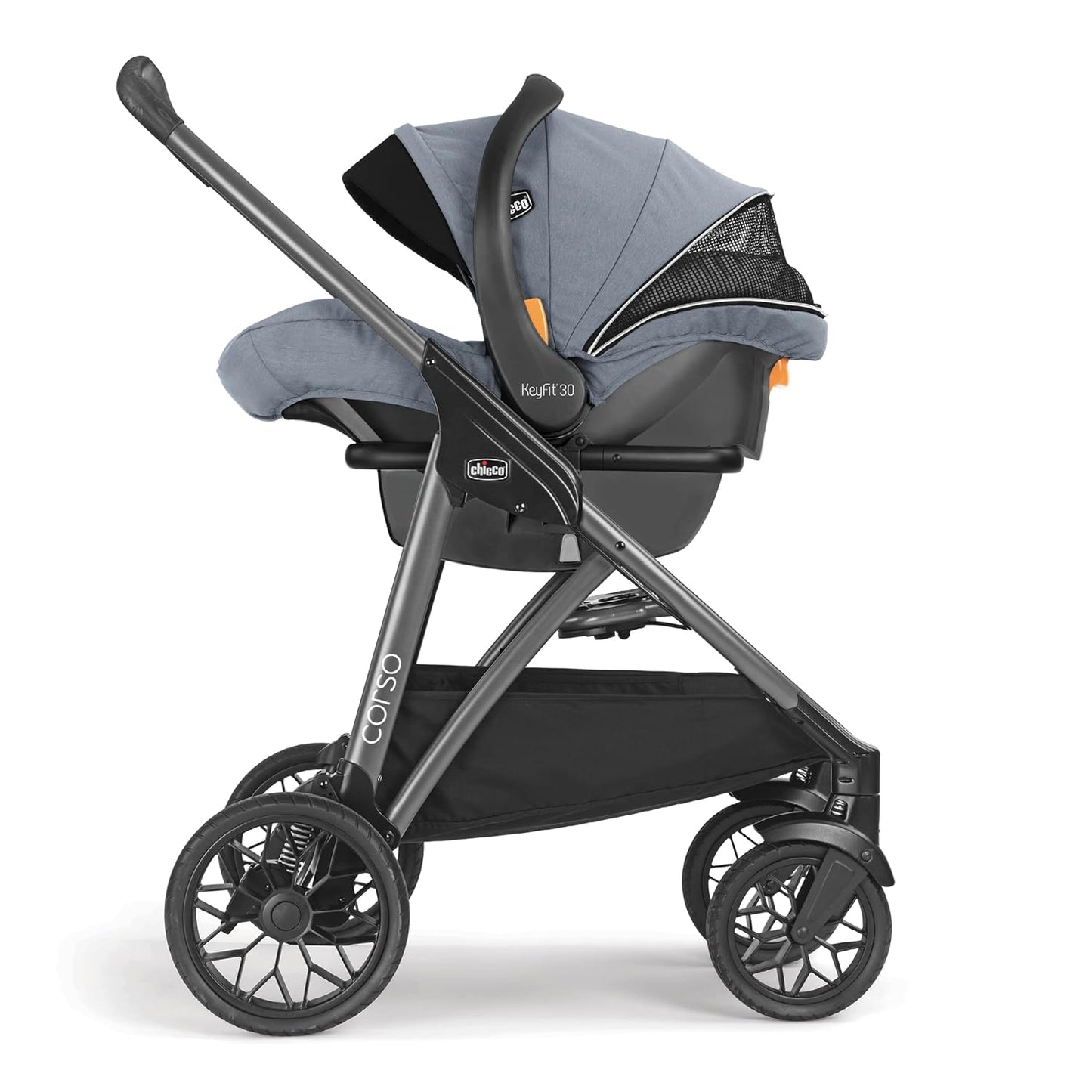 Corso Modular Travel System, Corso Stroller with Keyfit 30 Zip Infant Car Seat and Base, Stroller and Car Seat Combo, Infant Travel System | Silverspring/Grey