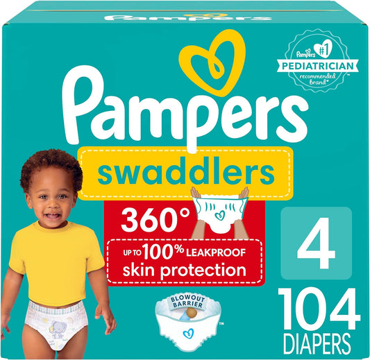 Swaddlers 360 Pull-On Diapers, Size 4, 104 Count for up to 100% Leakproof Skin Protection and Easy Changes