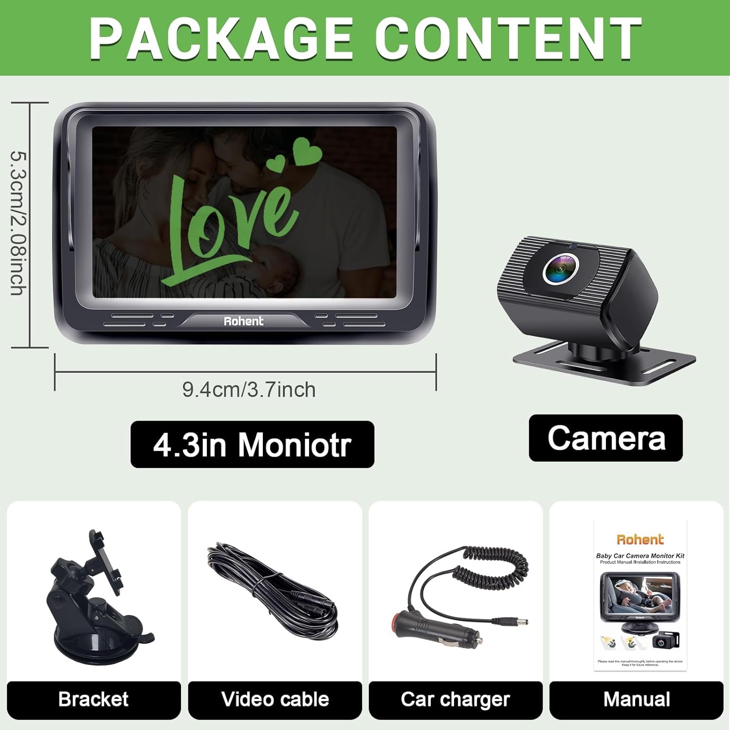 Baby Car Camera Easy Install: HD 1080P Eye Protection Clear Night Vision - Rear Facing Stability Backseat Camera with Monitor for Car Seat Travel 360° Rotation N06