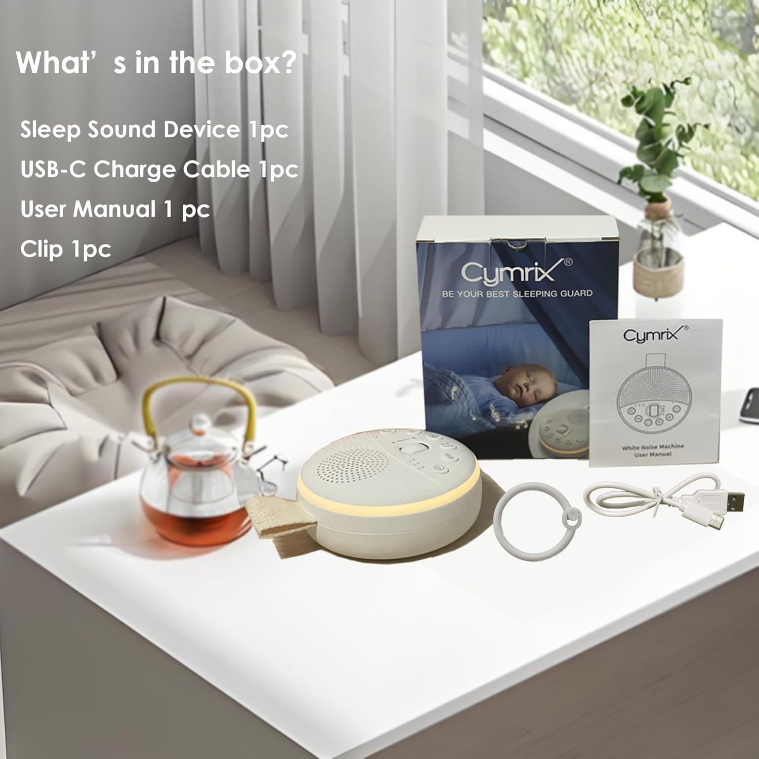 Baby Sleep Machine, Portable White Noise Sound Machine with Built-In Night Light with 21 Sound Modes for Deep Restful Sleep, Including Shhhhhh, Music, Rain, Fan, Ocean Sound, Lullaby and More