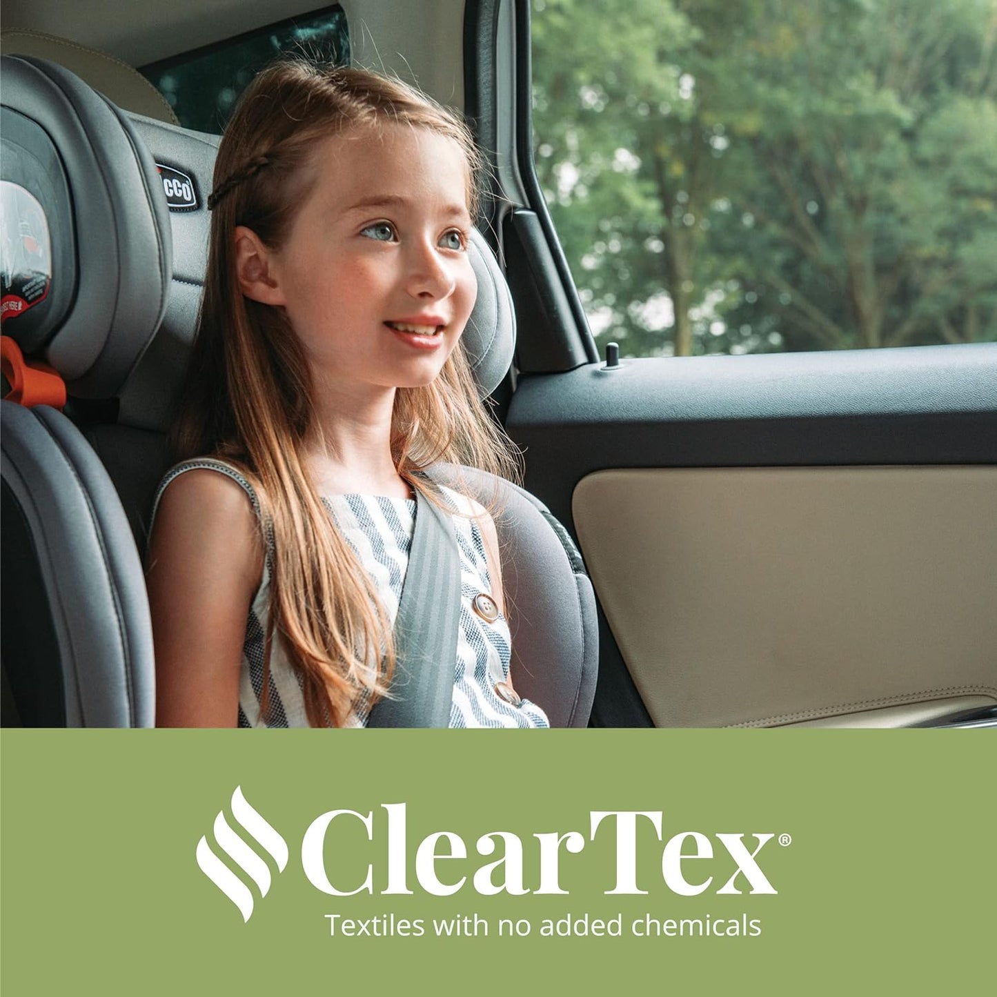 Kidfit Cleartex plus 2-In-1 Belt-Positioning Booster Car Seat, Backless and High Back Booster Seat, for Children Aged 4 Years and up and 40-100 Lbs. | Drift/Grey