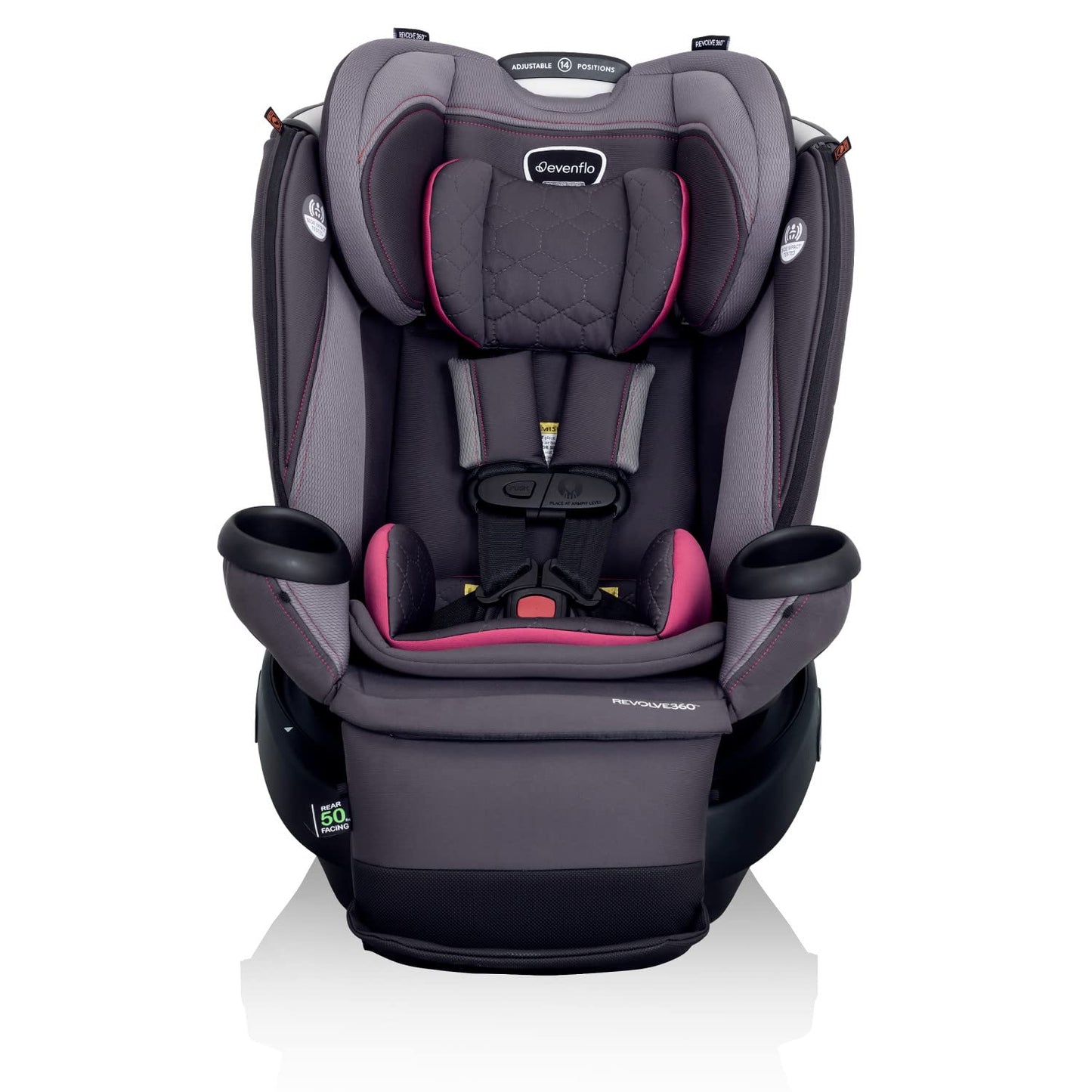 Revolve360 Extend Rotational All in 1 Convertible Car Seat, Rear Facing up to 50 Pounds with 360 Degree Rotation and 3 Modes, Rowe Pink