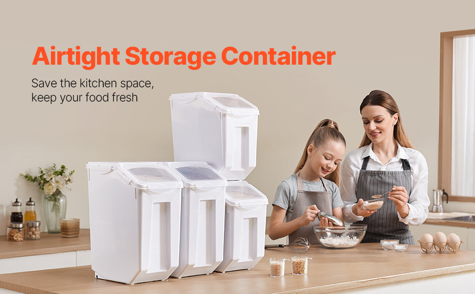VEVOR 4pcs Rice Storage Container Large Dog Food Dispenser Bin, Kitchen Ingredient Grain Cereal Bin Pet food Containers